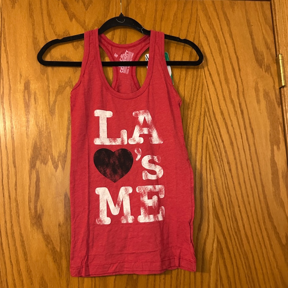 Local Celebrity Red Graphic Racerback Tank Top - NWT - Size S (Juniors)